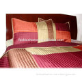 Stripe embroidered king size satin bedding set